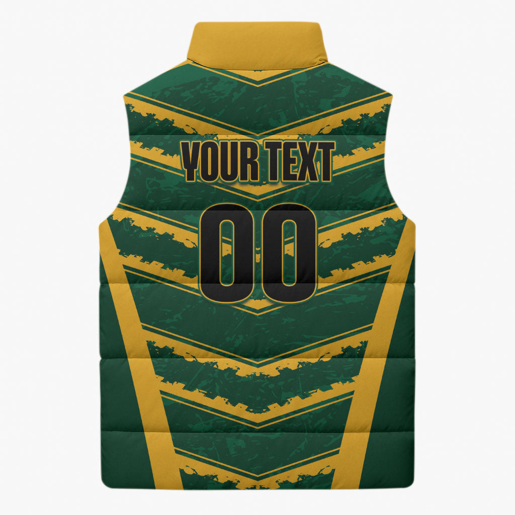 South Africa 2026 Rugby Custom Sleeveless Puffer Jacket Bokke Go Champions