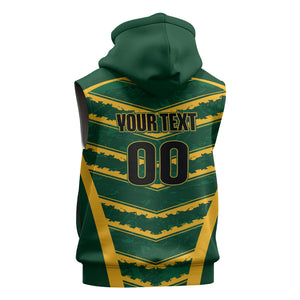 South Africa 2026 Rugby Custom Sleeveless Zip Hoodie Bokke Go Champions