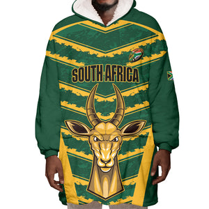 South Africa 2026 Rugby Custom Wearable Blanket Hoodie Bokke Go Champions