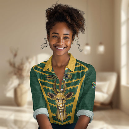 South Africa 2026 Rugby Custom Women Casual Shirt Bokke Go Champions