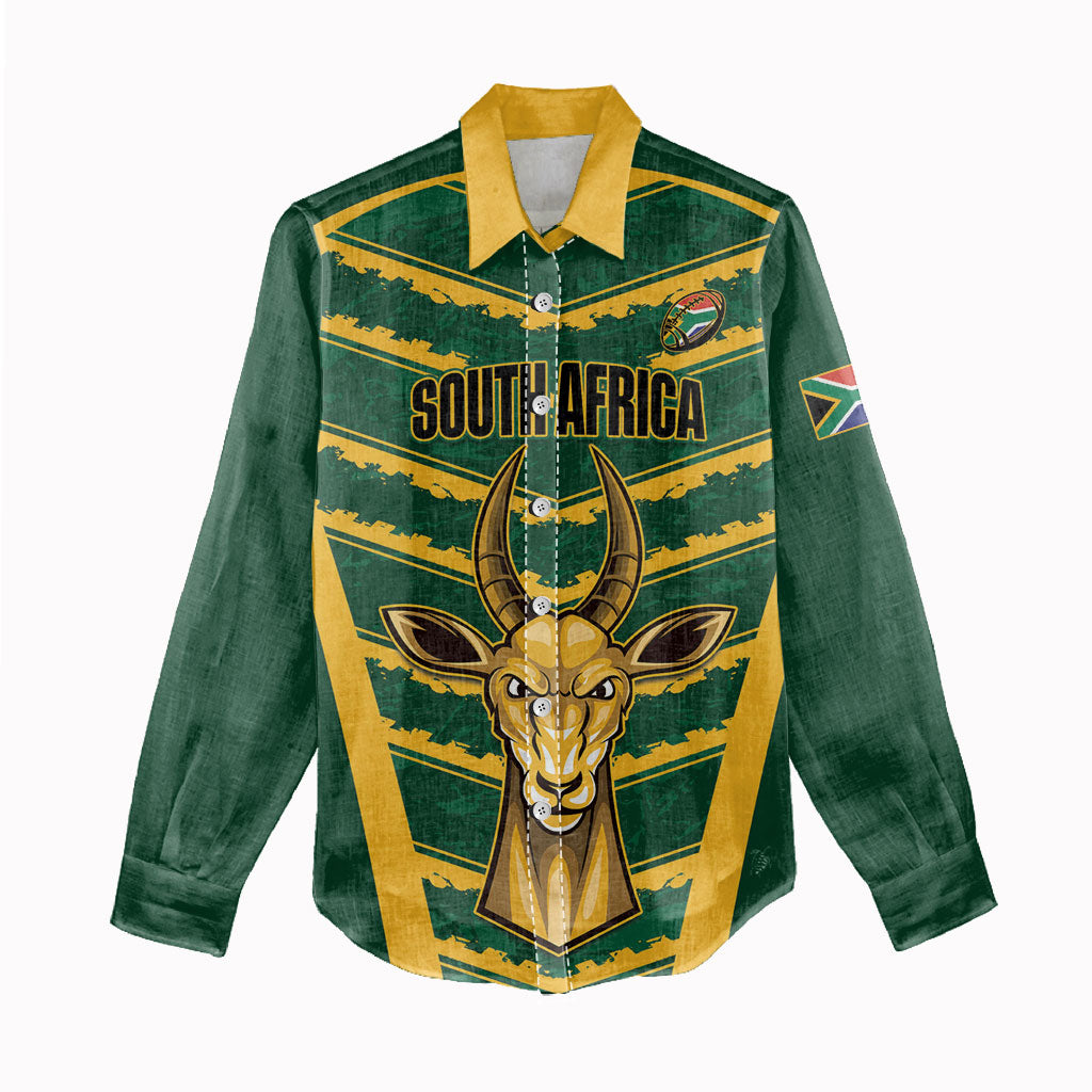 South Africa 2026 Rugby Custom Women Casual Shirt Bokke Go Champions