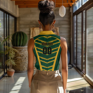 South Africa 2026 Rugby Custom Women Sleeveless Polo Shirt Bokke Go Champions