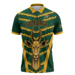South Africa 2026 Rugby Custom Zipper Polo Shirt Bokke Go Champions