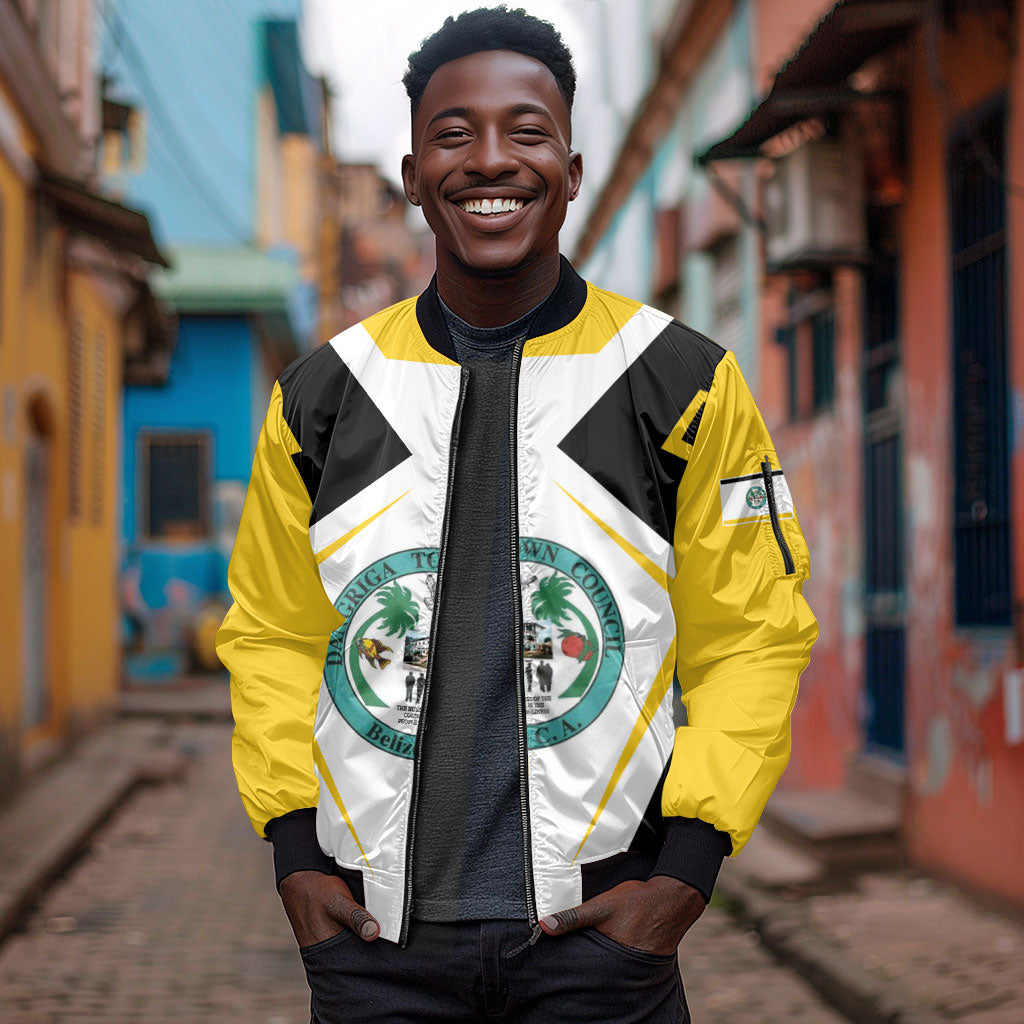 Dangriga The Culture Capital Sleeve Zip Bomber Jacket Garifuna Proud