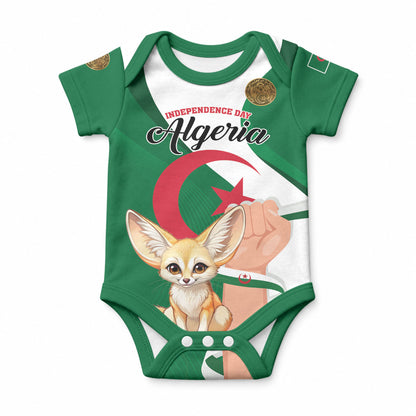 Personalized Algeria Fennec Fox Baby Onesie Happy Independence Day