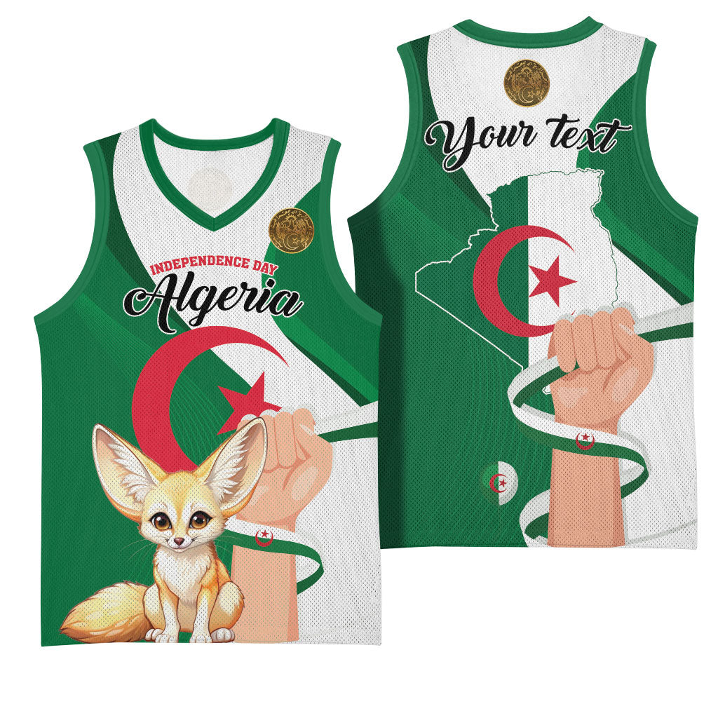 Personalized Algeria Fennec Fox Basketball Jersey Happy Independence Day