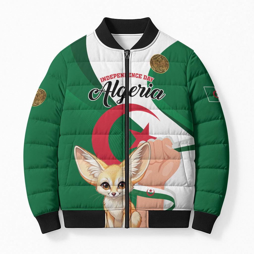 Personalized Algeria Fennec Fox Bomber Puffer Jacket Happy Independence Day