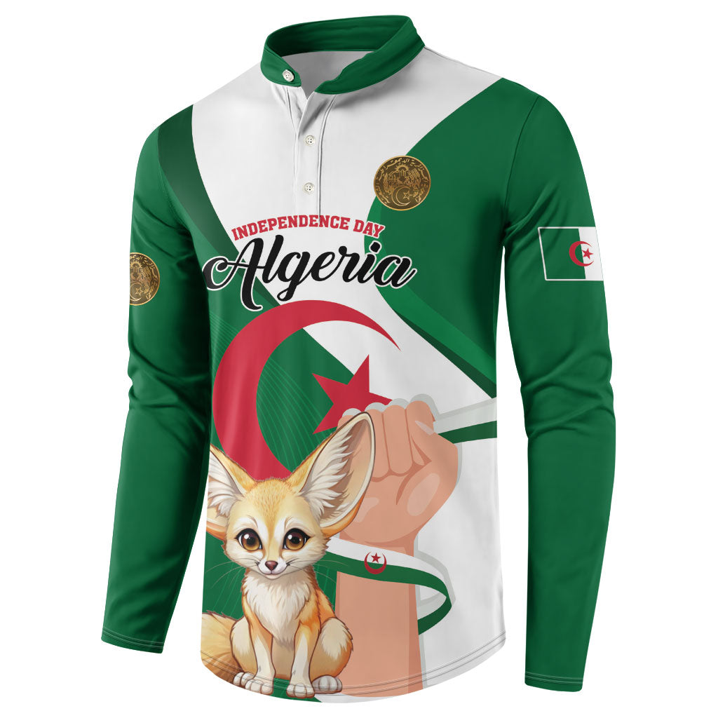 Personalized Algeria Fennec Fox Button Sweatshirt Happy Independence Day
