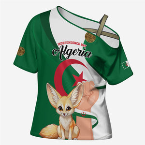 Personalized Algeria Fennec Fox Cross Shoulder Shirt Happy Independence Day