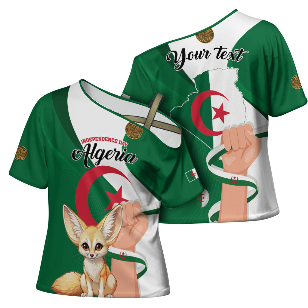Personalized Algeria Fennec Fox Cross Shoulder Shirt Happy Independence Day