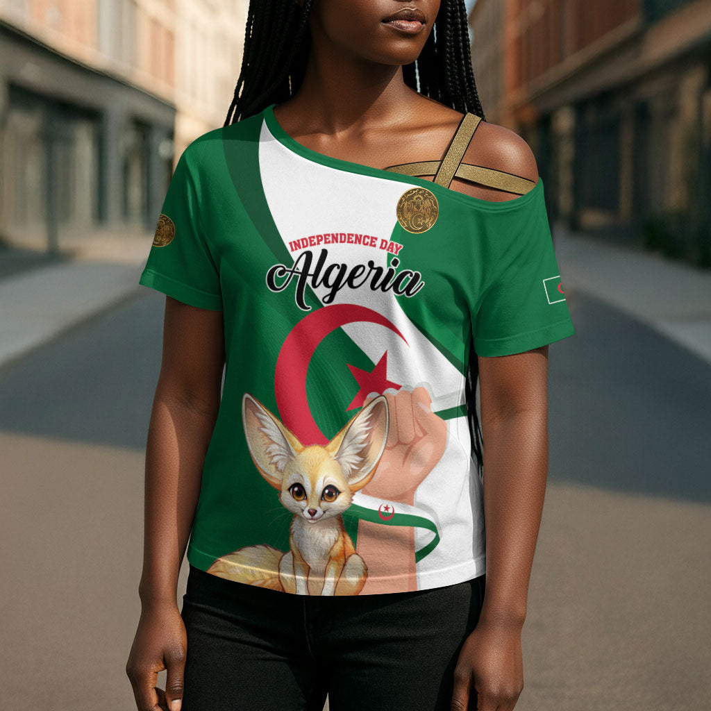 Personalized Algeria Fennec Fox Cross Shoulder Shirt Happy Independence Day