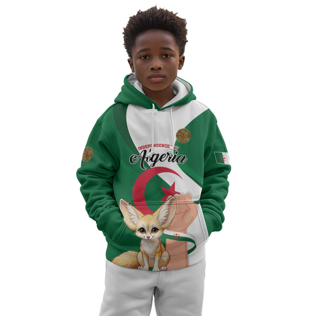 Personalized Algeria Fennec Fox Kid Hoodie Happy Independence Day