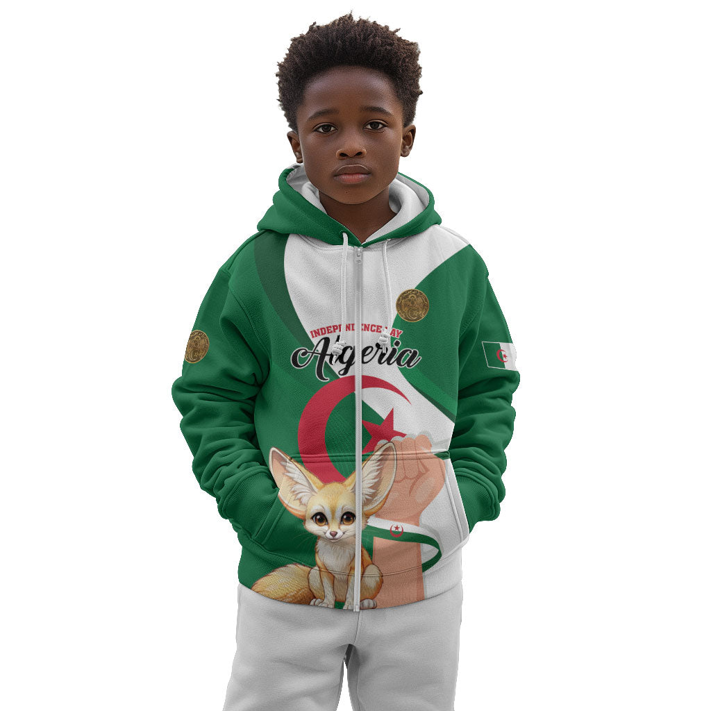 Personalized Algeria Fennec Fox Kid Hoodie Happy Independence Day