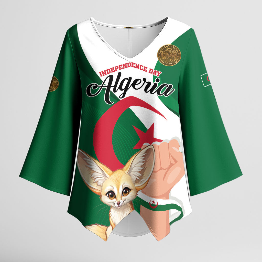 Personalized Algeria Fennec Fox Kimono Sleeve Blouse Happy Independence Day