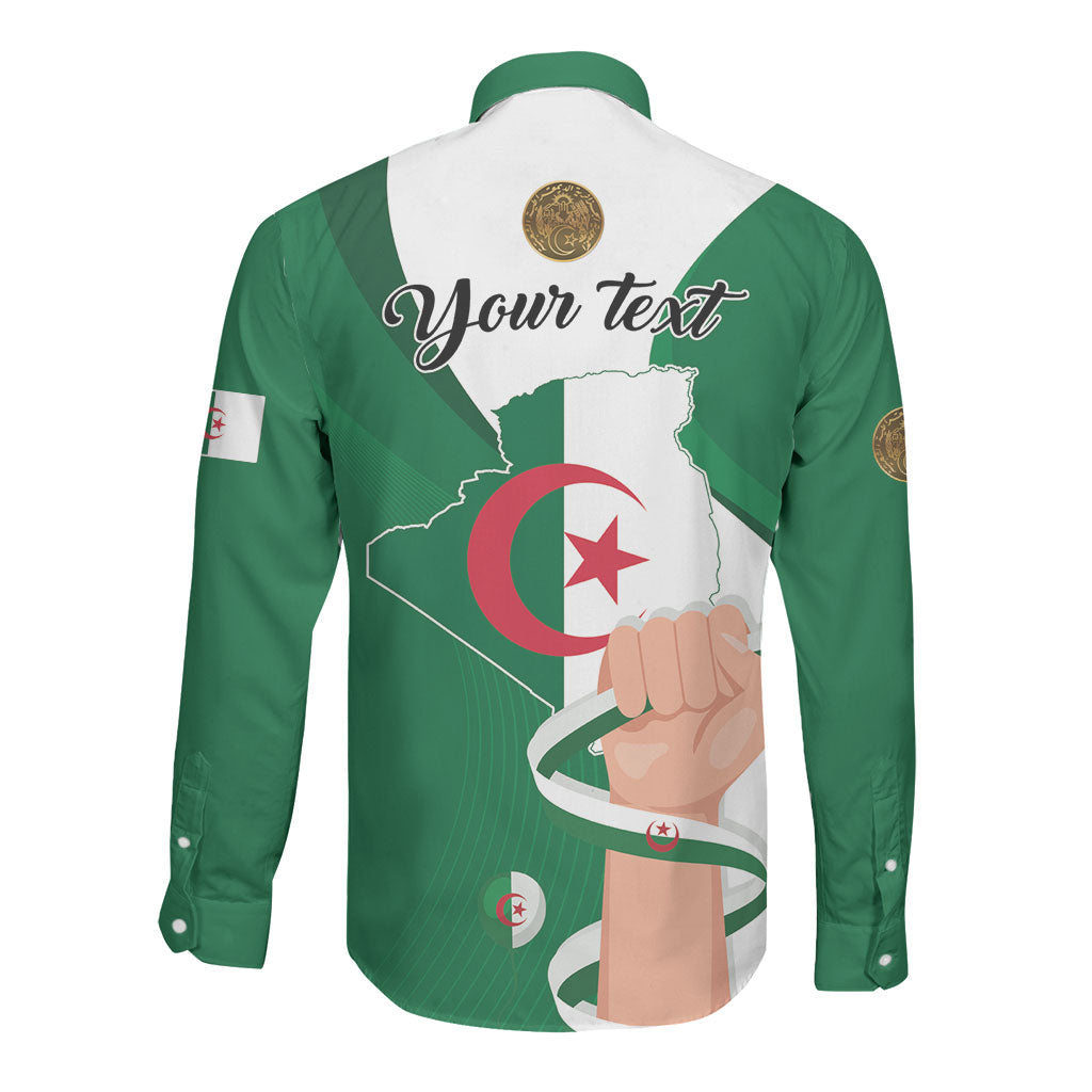 Personalized Algeria Fennec Fox Long Sleeve Button Shirt Happy Independence Day