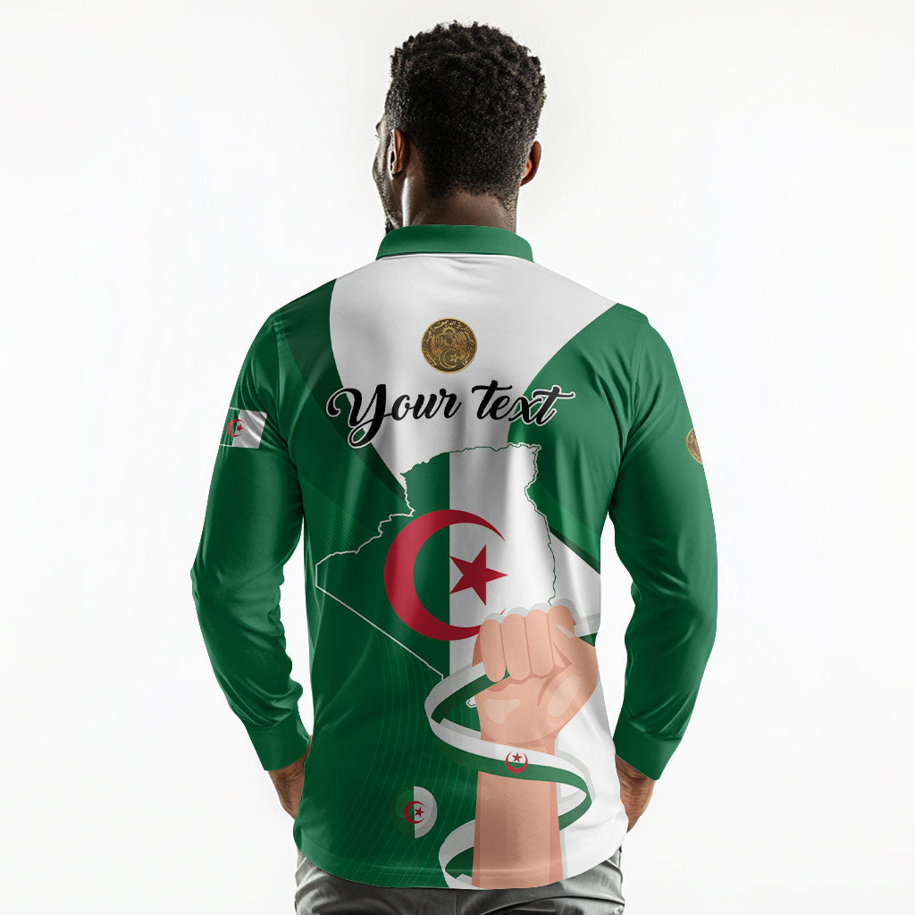 Personalized Algeria Fennec Fox Long Sleeve Polo Shirt Happy Independence Day