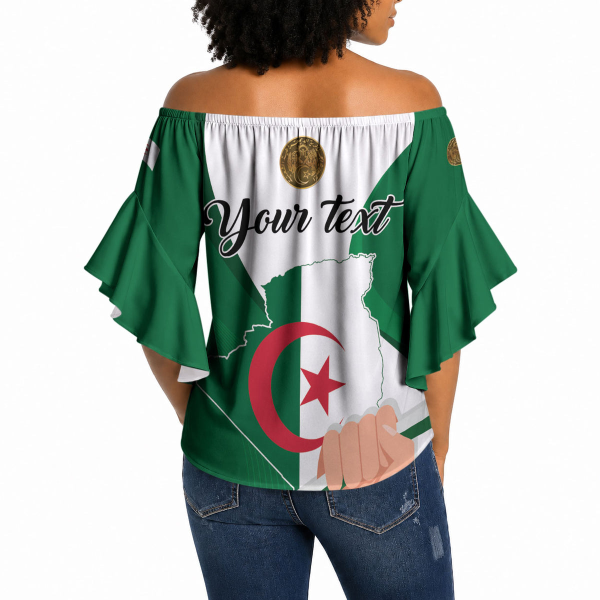 Personalized Algeria Fennec Fox Off Shoulder Wrap Waist Top Happy Independence Day