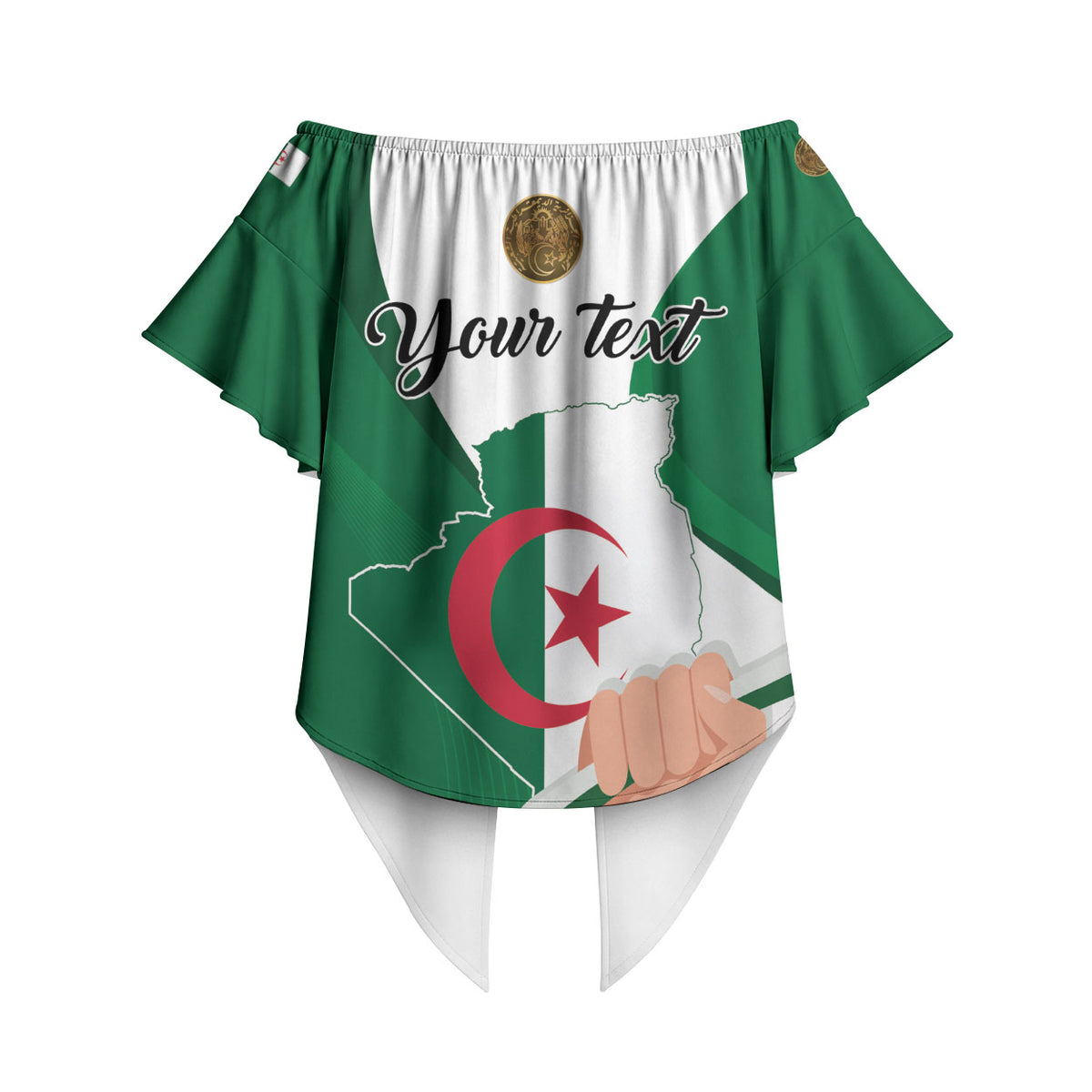 Personalized Algeria Fennec Fox Off Shoulder Wrap Waist Top Happy Independence Day