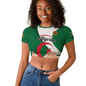 Personalized Algeria Fennec Fox Raglan Cropped T shirt Happy Independence Day