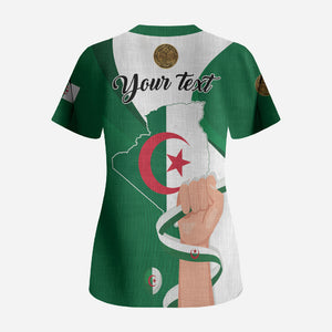 Personalized Algeria Fennec Fox Scrub Top Happy Independence Day