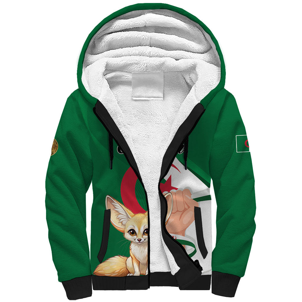 Personalized Algeria Fennec Fox Sherpa Hoodie Happy Independence Day