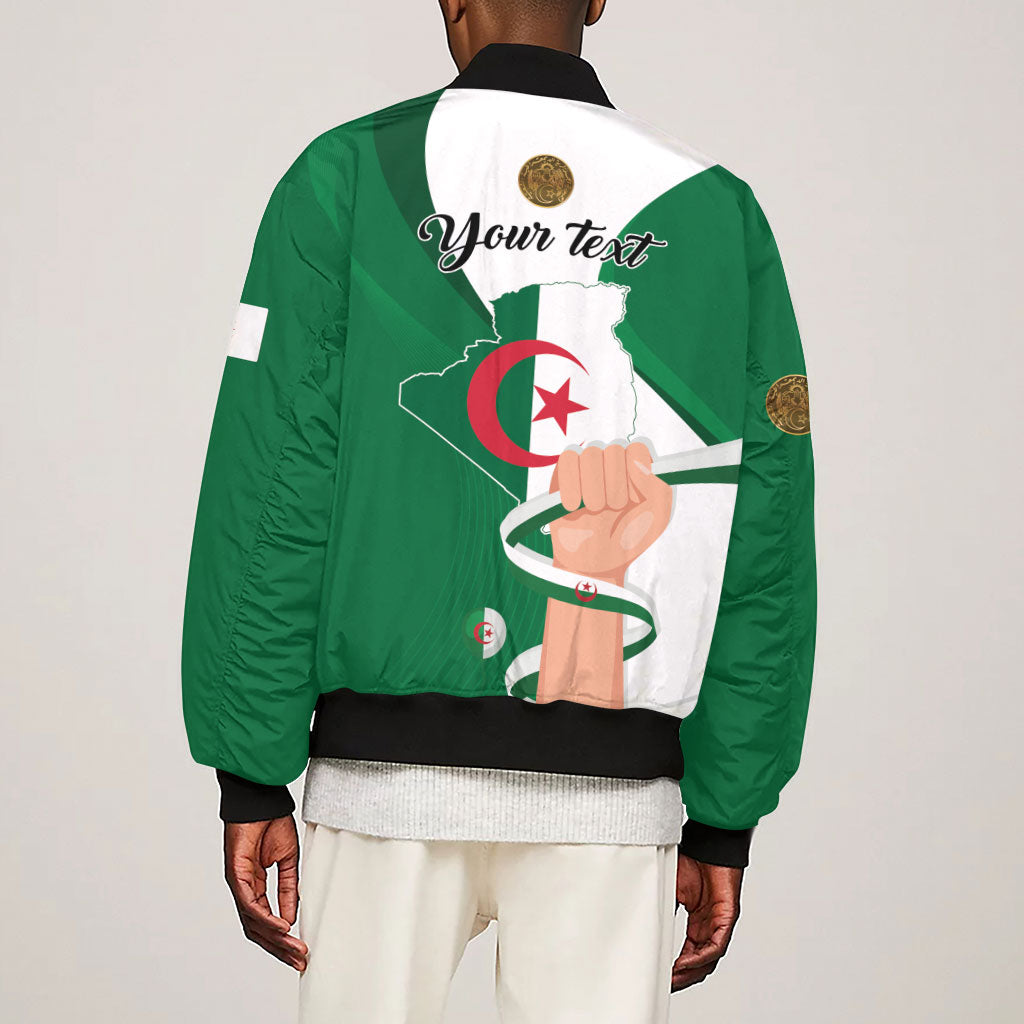 Personalized Algeria Fennec Fox Sleeve Zip Bomber Jacket Happy Independence Day