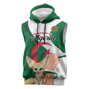 Personalized Algeria Fennec Fox Sleeveless Hoodie Happy Independence Day