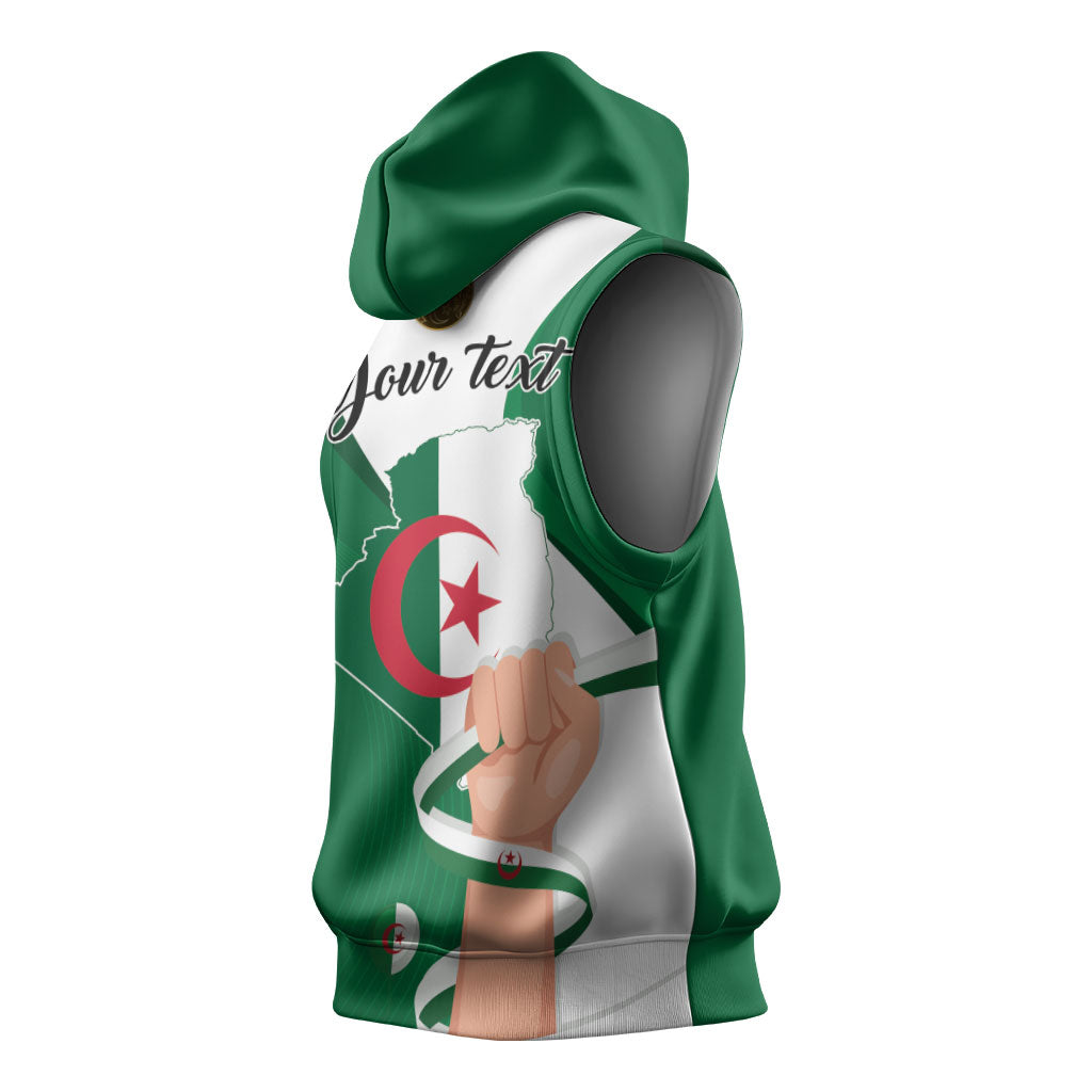 Personalized Algeria Fennec Fox Sleeveless Hoodie Happy Independence Day