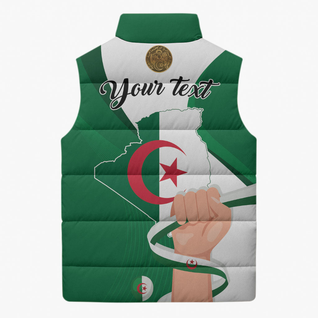 Personalized Algeria Fennec Fox Sleeveless Puffer Jacket Happy Independence Day