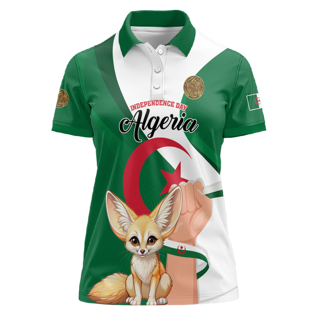 Personalized Algeria Fennec Fox Women Polo Shirt Happy Independence Day