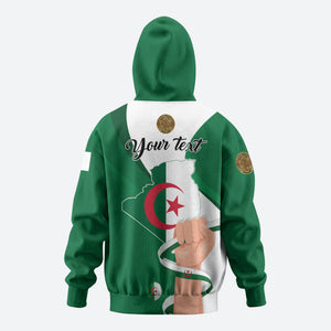 Personalized Algeria Fennec Fox Zip Hoodie Happy Independence Day