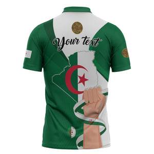 Personalized Algeria Fennec Fox Zipper Polo Shirt Happy Independence Day