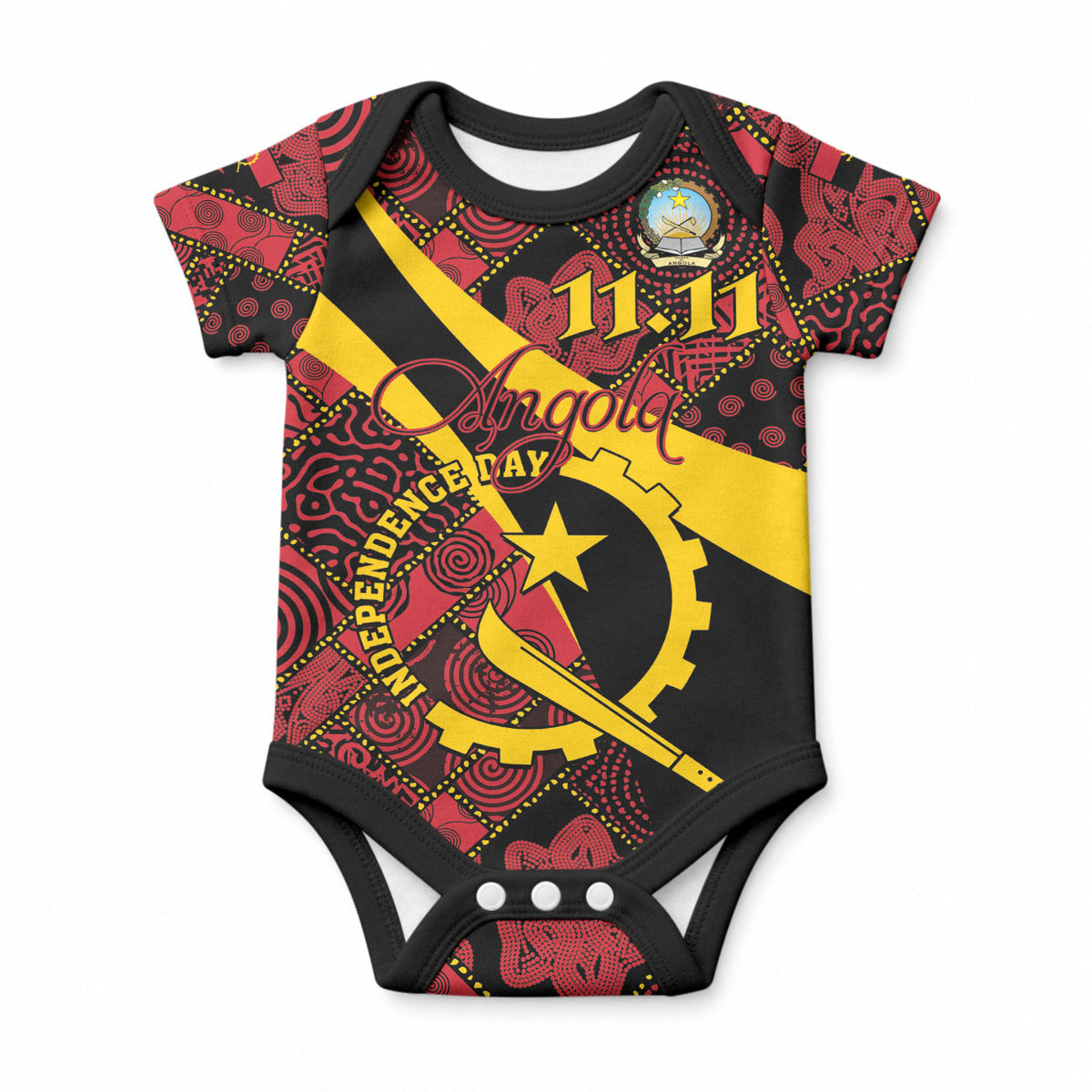 Personalized Angola Samakaka Pattern Baby Onesie Happy Independence Day