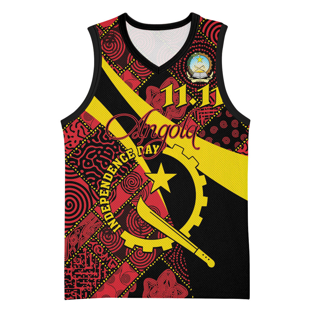 Personalized Angola Samakaka Pattern Basketball Jersey Happy Independence Day