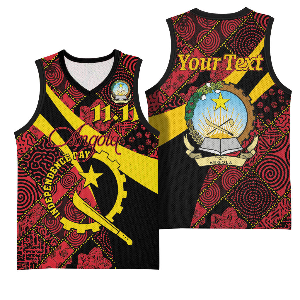 Personalized Angola Samakaka Pattern Basketball Jersey Happy Independence Day
