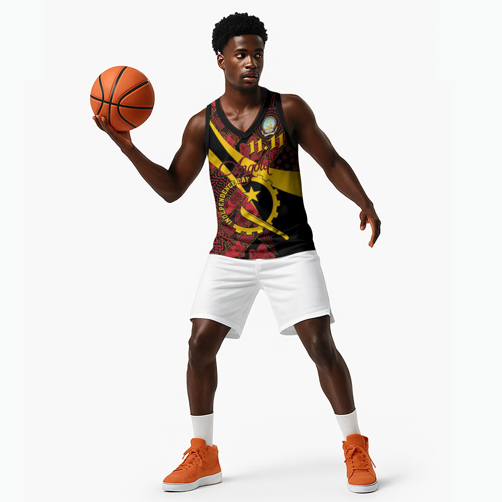 Personalized Angola Samakaka Pattern Basketball Jersey Happy Independence Day