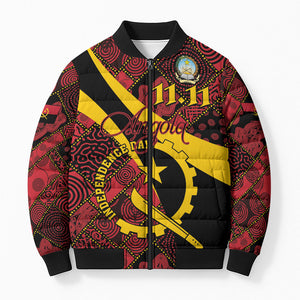 Personalized Angola Samakaka Pattern Bomber Puffer Jacket Happy Independence Day