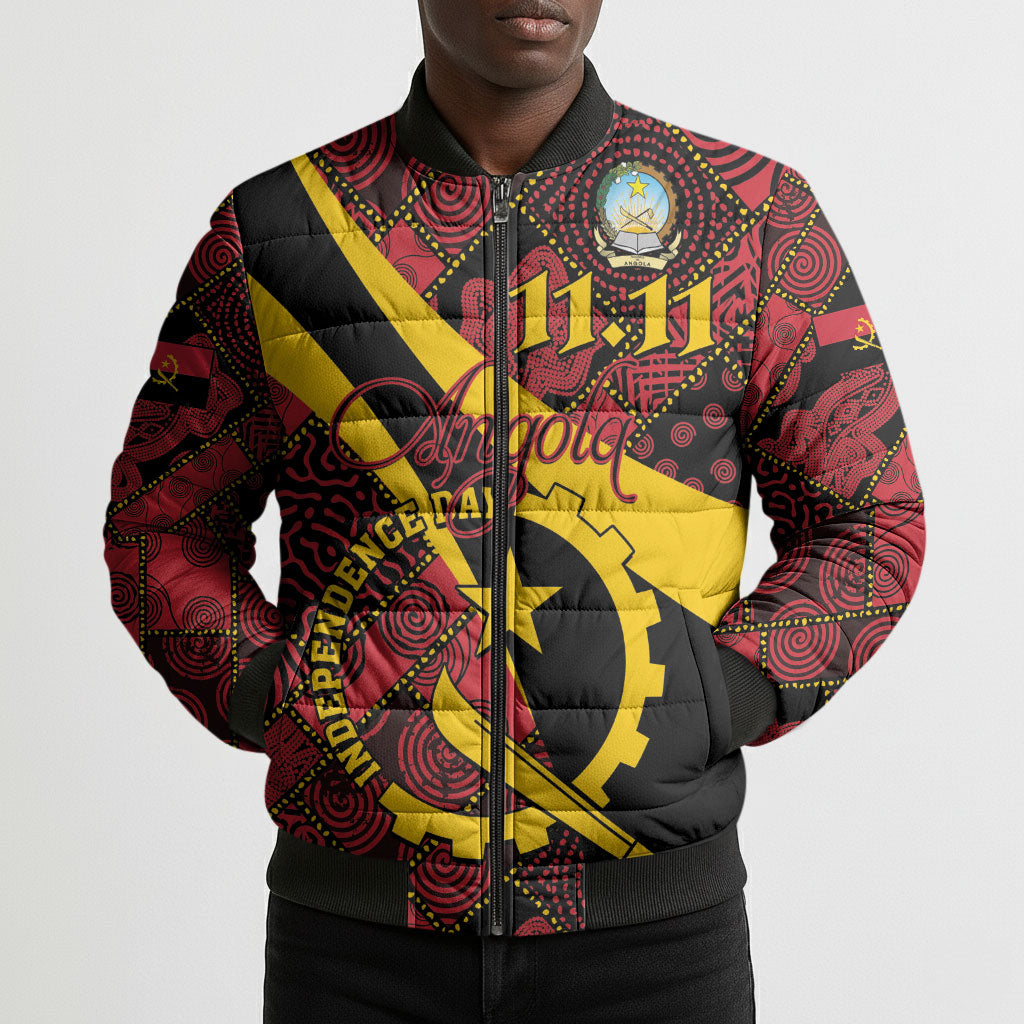 Personalized Angola Samakaka Pattern Bomber Puffer Jacket Happy Independence Day