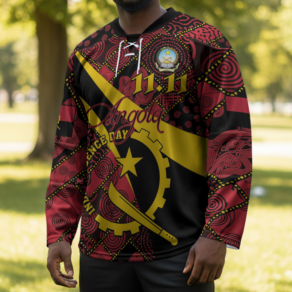 Personalized Angola Samakaka Pattern Hockey Jersey Happy Independence Day