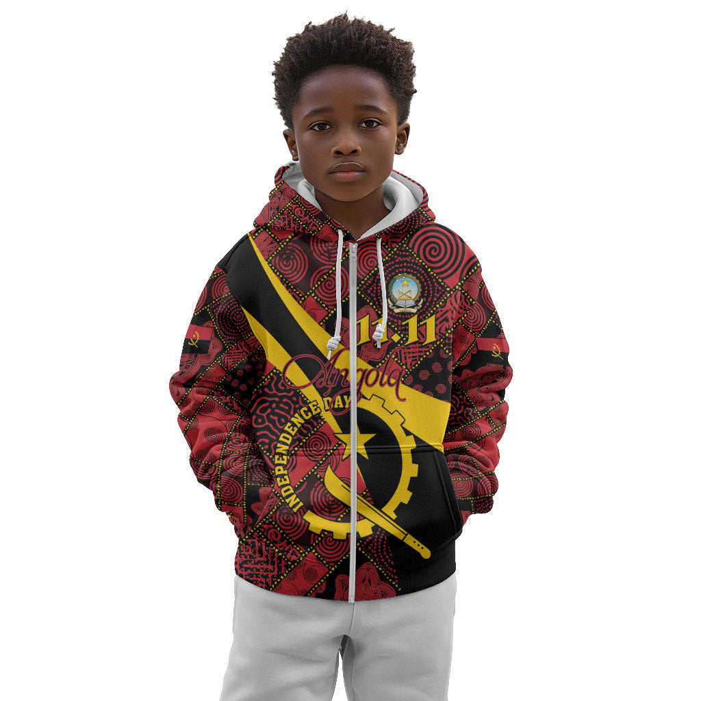 Personalized Angola Samakaka Pattern Kid Hoodie Happy Independence Day
