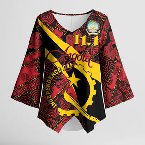 Personalized Angola Samakaka Pattern Kimono Sleeve Blouse Happy Independence Day