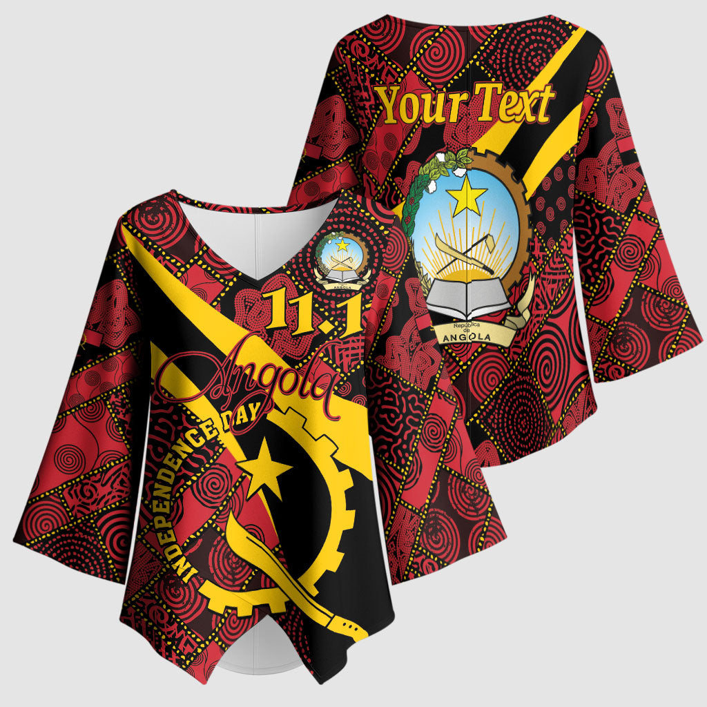 Personalized Angola Samakaka Pattern Kimono Sleeve Blouse Happy Independence Day