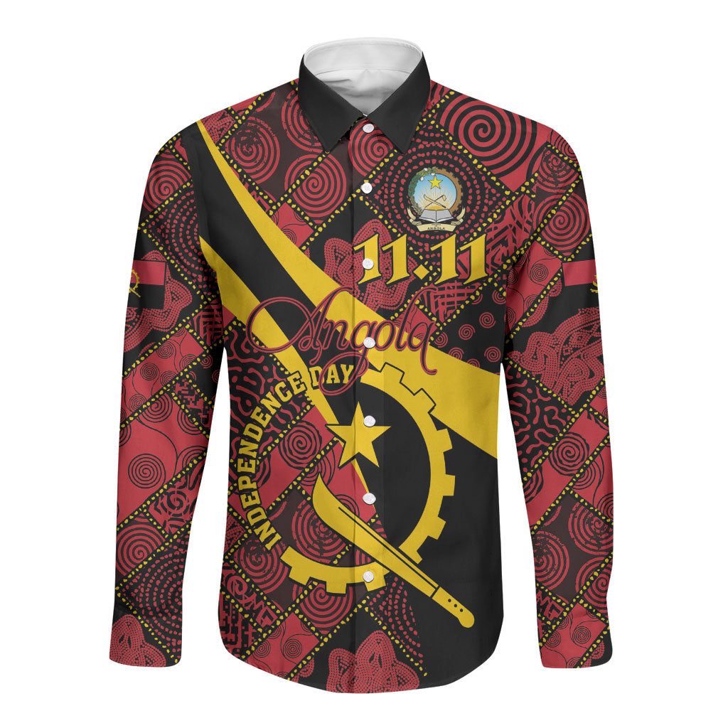 Personalized Angola Samakaka Pattern Long Sleeve Button Shirt Happy Independence Day