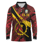 Personalized Angola Samakaka Pattern Long Sleeve Polo Shirt Happy Independence Day