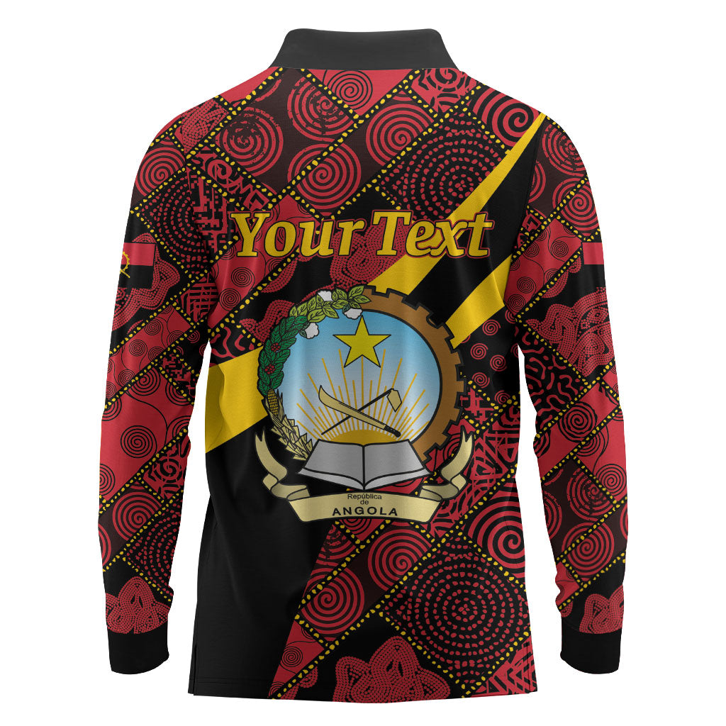 Personalized Angola Samakaka Pattern Long Sleeve Polo Shirt Happy Independence Day