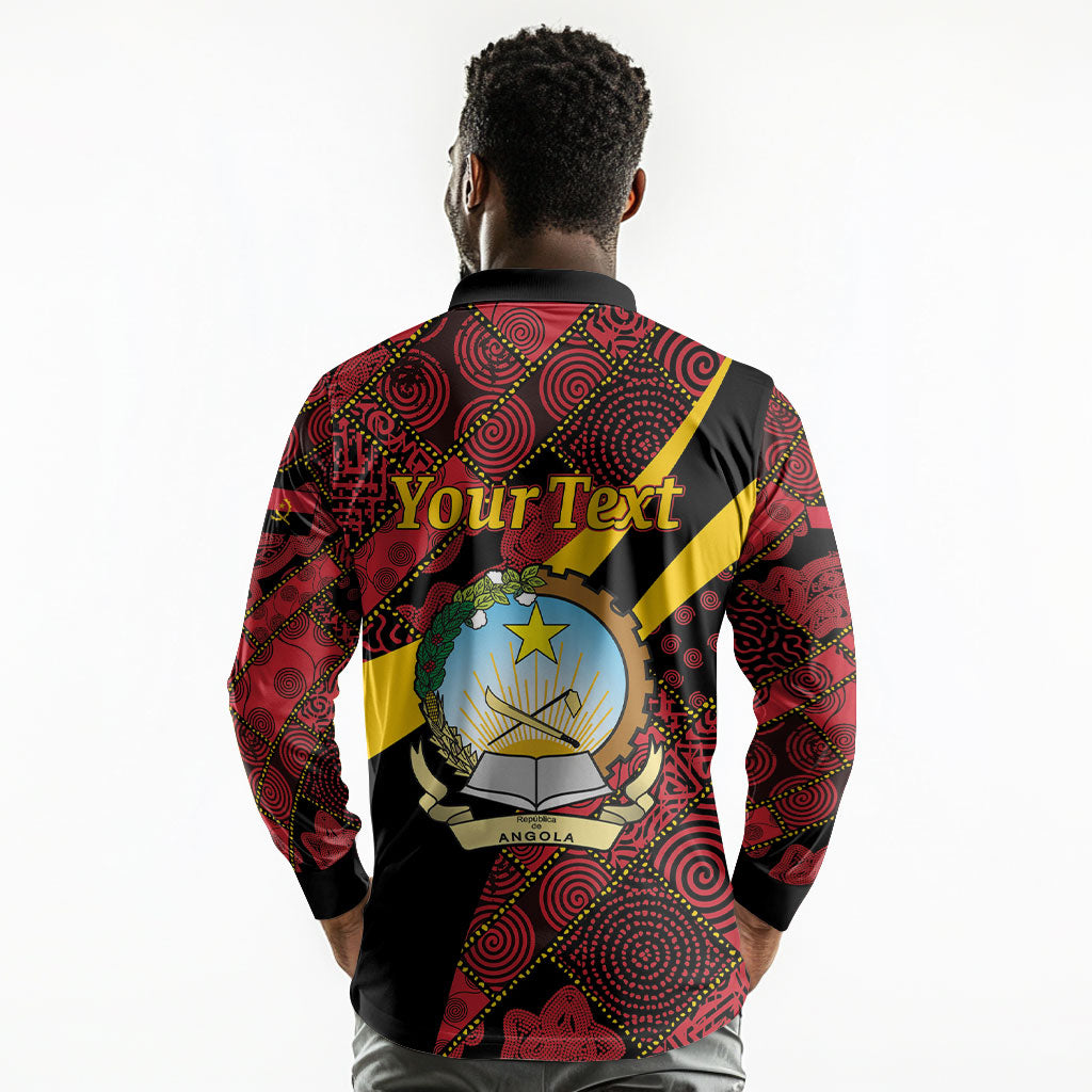 Personalized Angola Samakaka Pattern Long Sleeve Polo Shirt Happy Independence Day