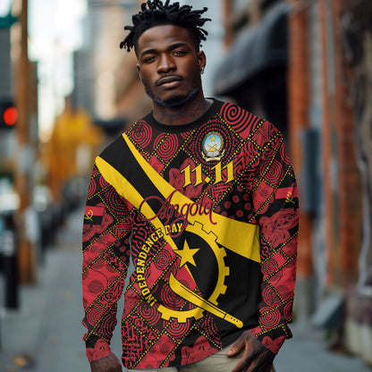 Personalized Angola Samakaka Pattern Long Sleeve Shirt Happy Independence Day
