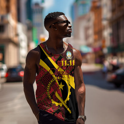 Personalized Angola Samakaka Pattern Men Tank Top Happy Independence Day