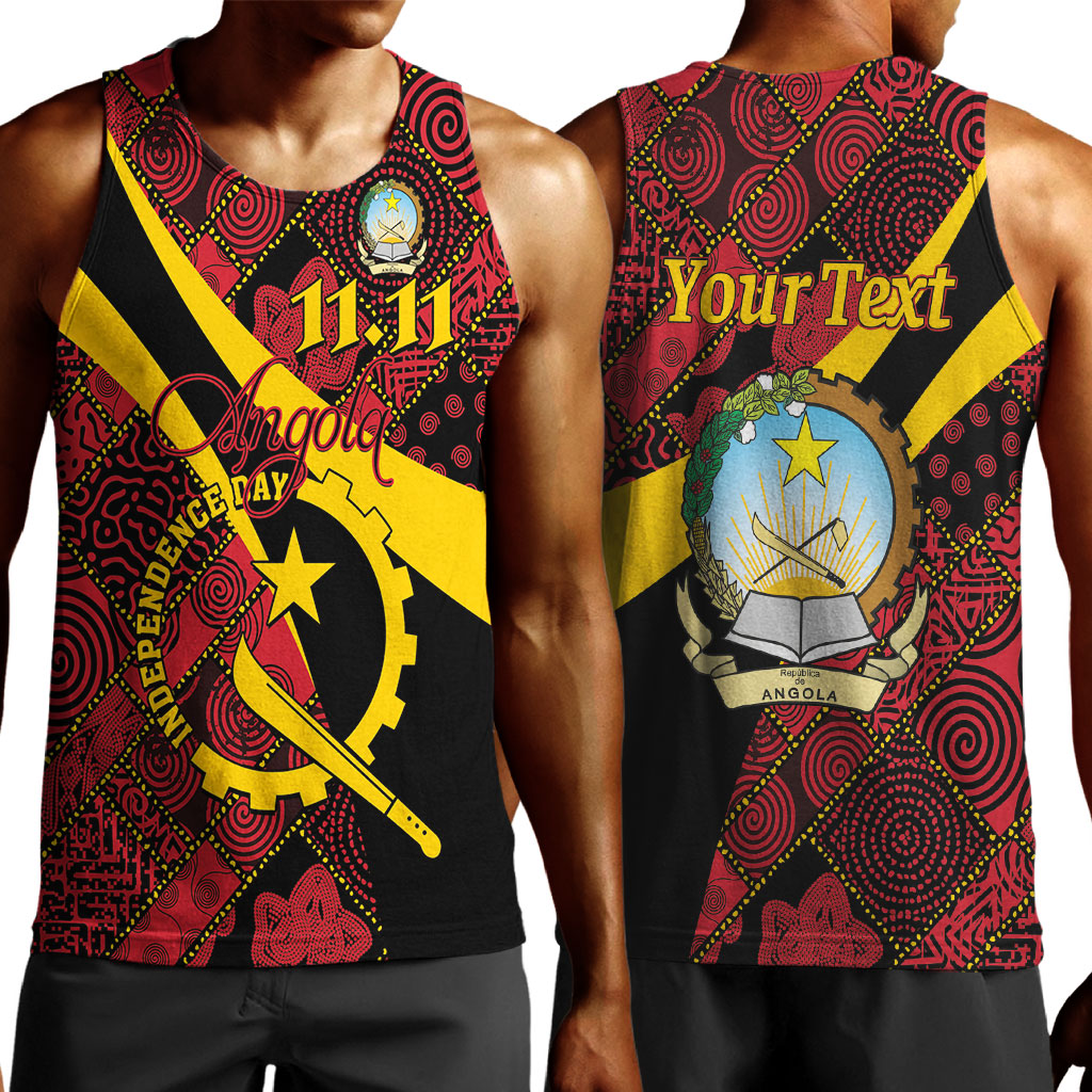 Personalized Angola Samakaka Pattern Men Tank Top Happy Independence Day