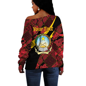 Personalized Angola Samakaka Pattern Off Shoulder Sweater Happy Independence Day